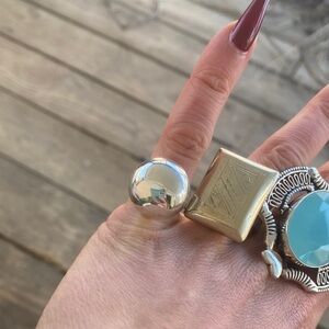 925 Mexican Sterling Silver Dome Mirror Circle Ring Stamped